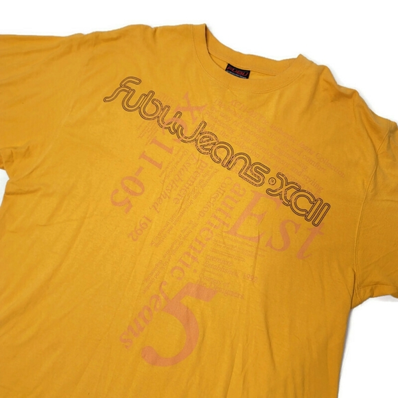 FUBU 90s vintage logo yellow tee shirt size XL - Picture 3 of 6